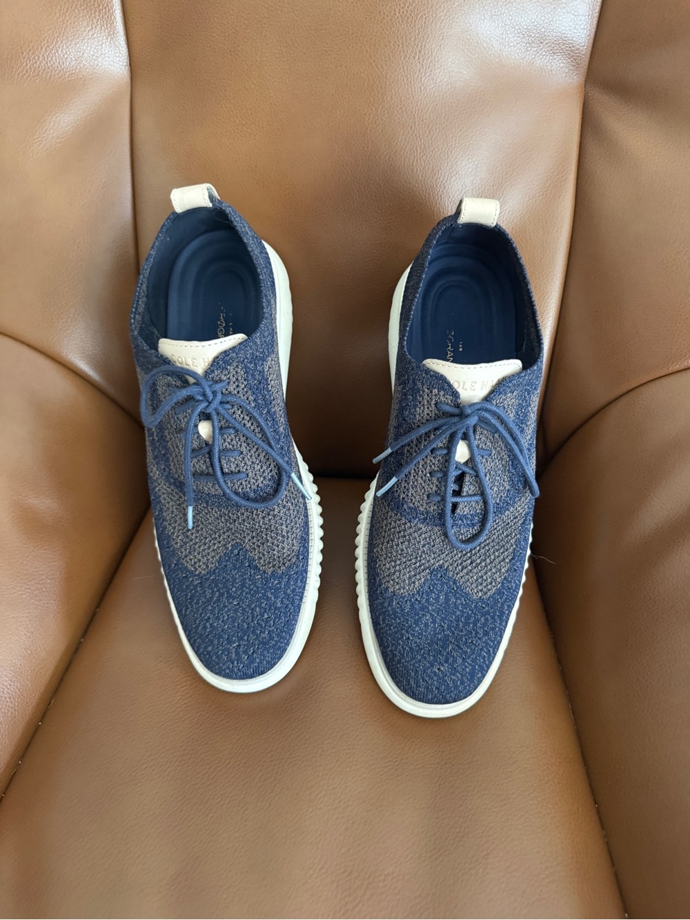 Cole Haan Men’s Knit Oxfords in Navy and Cream